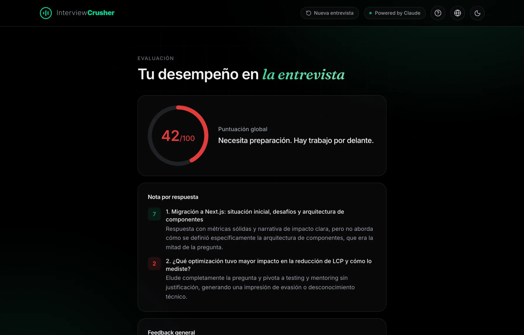 Recibe tu nota y feedback honesto
