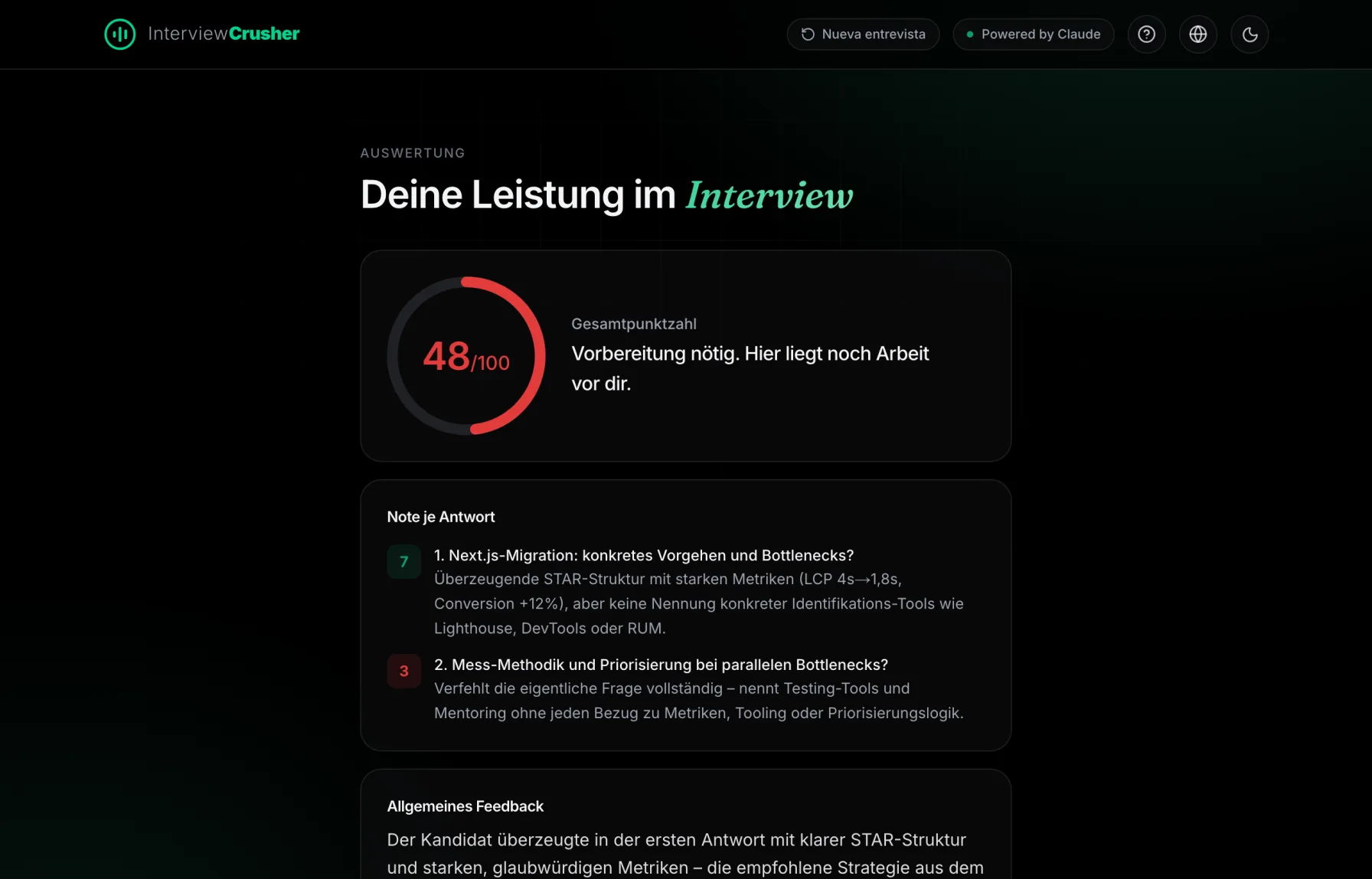 Erhalte deine Note und ehrliches Feedback