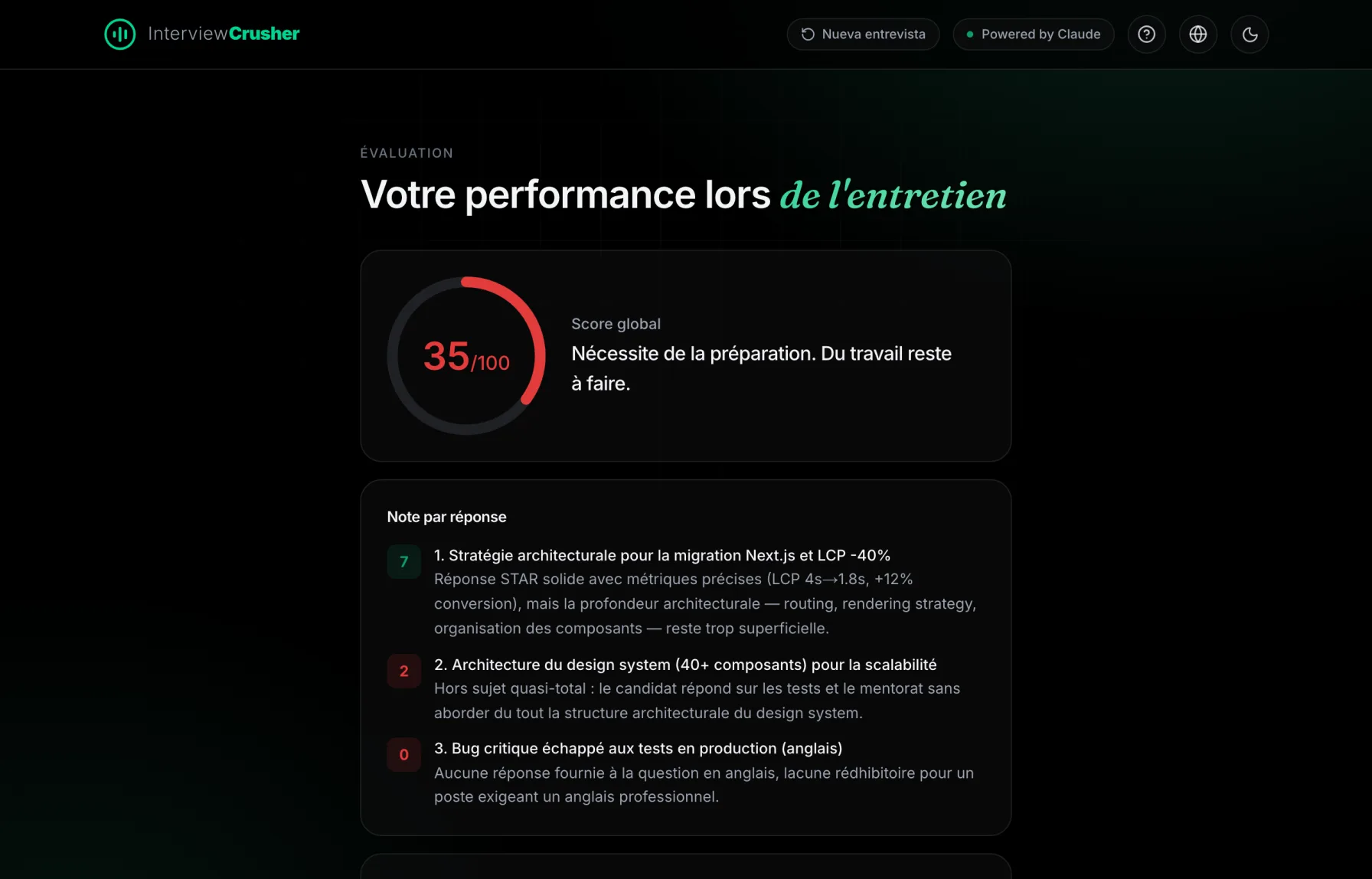 Obtenez votre note et un feedback honnête